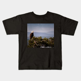 Mature Bald Eagle on Fir Tree Kids T-Shirt